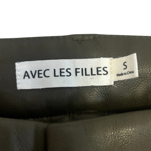 ANTHROPOLOGIE Avec Les Filles Flared Faux Leather Pants Olive Moss Sz Small - Picture 7 of 14